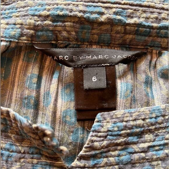 Marc by Marc Jacobs Women's Top with Ruffles Blue Size 6 - Picture 2 of 4